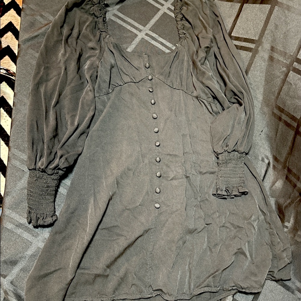 Black soft low scoop neck dress